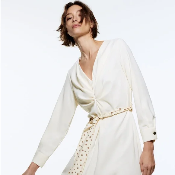 open lace back dress The Linen Oversized Puff-Sleeve Dress